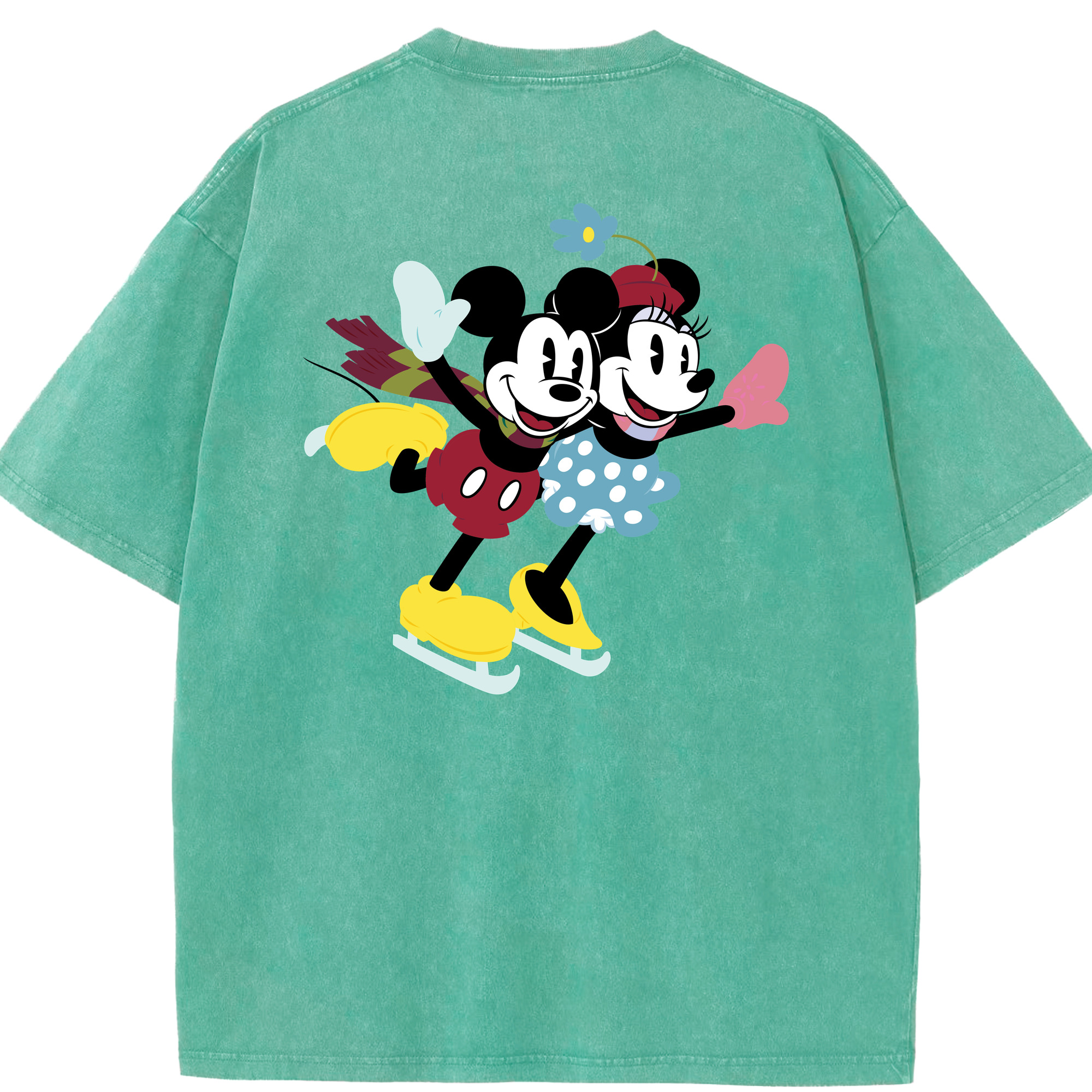 （画像用） ミッキーマウス Mickey Mouse 綿100% ヴィンテージ風 半袖Tシャツ（背面プリント）